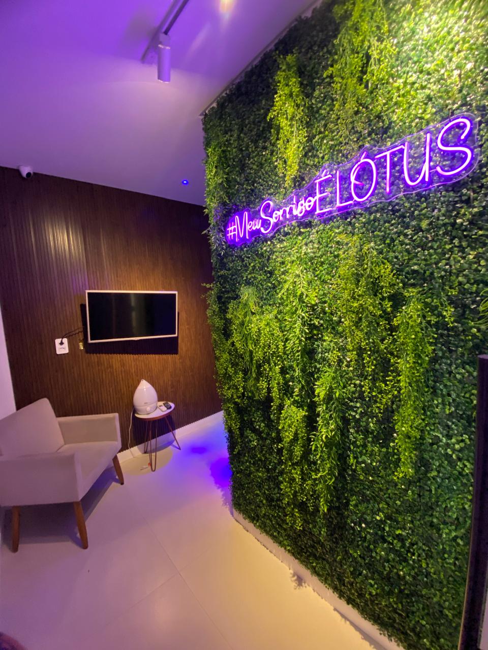 Espaço decorado com o hashtag Meu Sorriso é Lotus